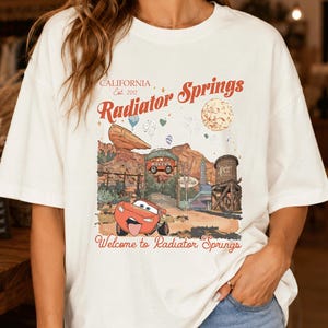Lightning McQueen Disney Cars Shirt, Welcome to Radiator Springs Disneyland California Est 2012 T-shirt image 1