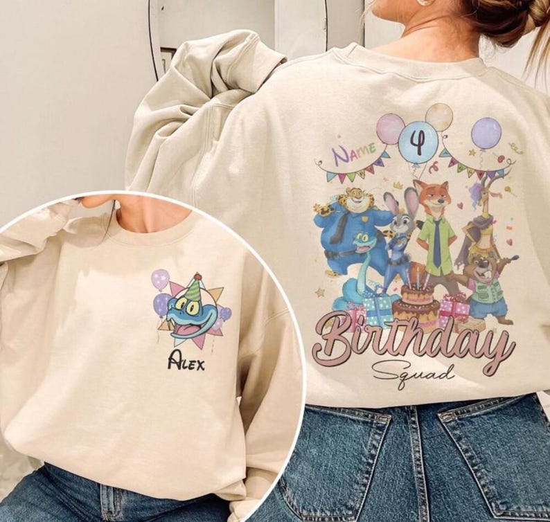 Personalized Name Age Zootopia Birthday Boy Shirt, Disneyland Judy Hopps Nick Wilde Gary De'Snake Birthday Squad Gift, Disneyland Family Tee image 2