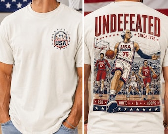 Comfort Colors® Undefeated Since 1776 Shirt, Red White & Hoops Shirt - 4th of July Shirt - Patriotic History Buff Gift
