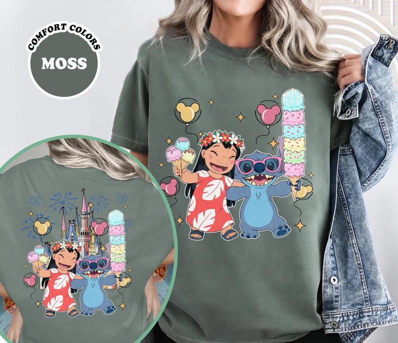 Camiseta de dos caras de Lilo y Stitch, camiseta de Stitch del Reino Mágico del Castillo de Disney, camiseta de viaje de Lilo y Stitch a Disney, camisetas para niños y adultos imagen 6