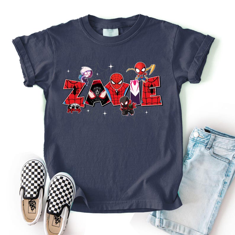 Personalized Spidey And His Amazing Friends Hero Movie Dad Shirt, Spiderman Fathers Day Shirt, Custom Dada Birthday Gift afbeelding 6
