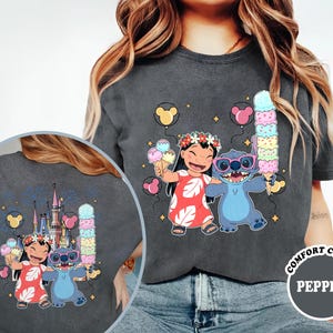 Camiseta de dos caras de Lilo y Stitch, camiseta de Stitch del Reino Mágico del Castillo de Disney, camiseta de viaje de Lilo y Stitch a Disney, camisetas para niños y adultos imagen 4