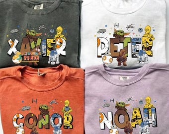 Personalized Starwars Character Shirt, Custom Boy Girl Shirt, Name Kids Shirt, Disneyland Family Matching Tee, Birthday Theme, Galaxy's Edge