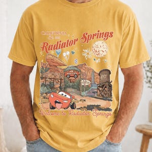 Lightning McQueen Disney Cars Shirt, Welcome to Radiator Springs Disneyland California Est 2012 T-shirt image 6