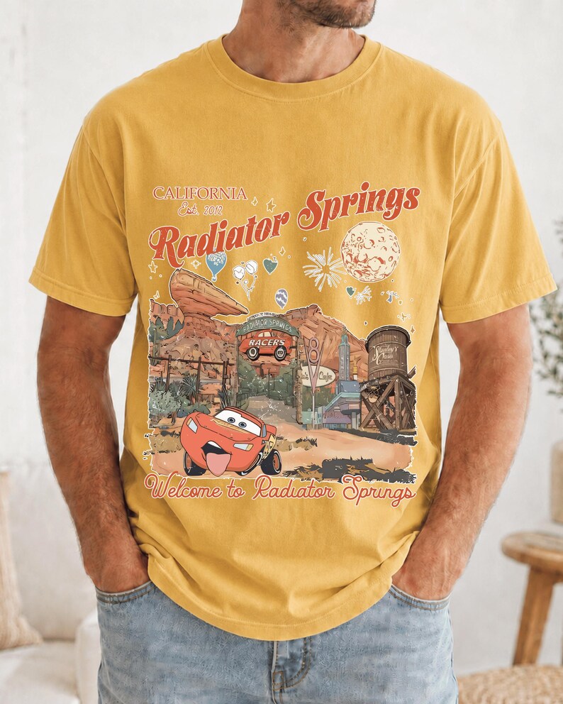 Lightning McQueen Disney Cars Shirt, Welcome to Radiator Springs Disneyland California Est 2012 T-shirt image 6