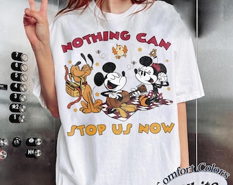 Retro Comfort Colors Runaway Railway Mickey Minnie Pluto Shirt, Nothing Can Stop Us Now, Disney Ride Shirt, Family 2026 Disney Park Shirt