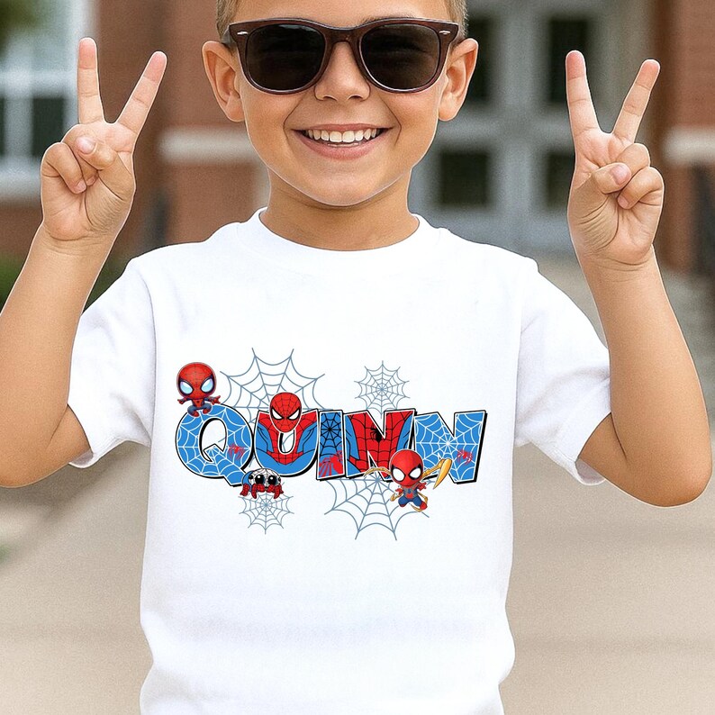 Personalized Spidey And His Amazing Friends Hero Movie Dad Shirt, Spiderman Fathers Day Shirt, Custom Dada Birthday Gift afbeelding 5