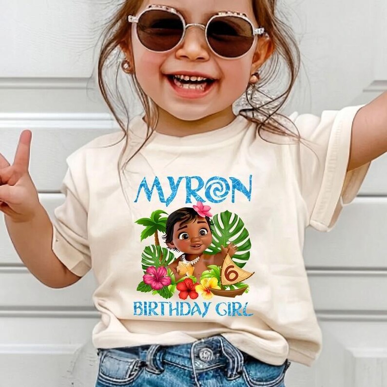 Disneyland Moana Birthday Family Shirts, Custom Birthday Princess Moana Tees, Disneyland Birthday Girl Sweatshirt, Family Birthday Shirt image 6