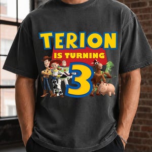 Custom Name Kids Toddler Toy Story T-shirt, Personalized Buzz Woody Jessie Shirt, Custom Birthday Boy Girl Tee, land Trip Shirt image 5