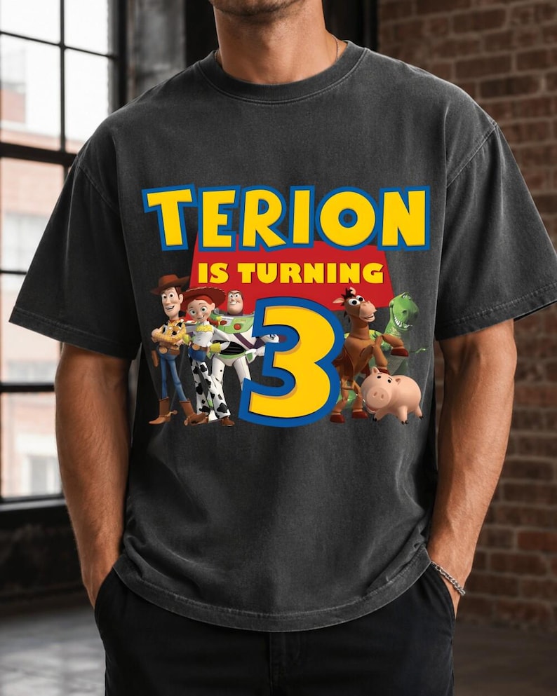 Custom Name Kids Toddler Toy Story T-shirt, Personalized Buzz Woody Jessie Shirt, Custom Birthday Boy Girl Tee, land Trip Shirt image 5