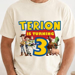 Custom Name Kids Toddler Toy Story T-shirt, Personalized Buzz Woody Jessie Shirt, Custom Birthday Boy Girl Tee, land Trip Shirt image 2