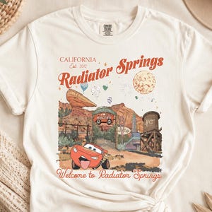 Lightning McQueen Disney Cars Shirt, Welcome to Radiator Springs Disneyland California Est 2012 T-shirt image 2