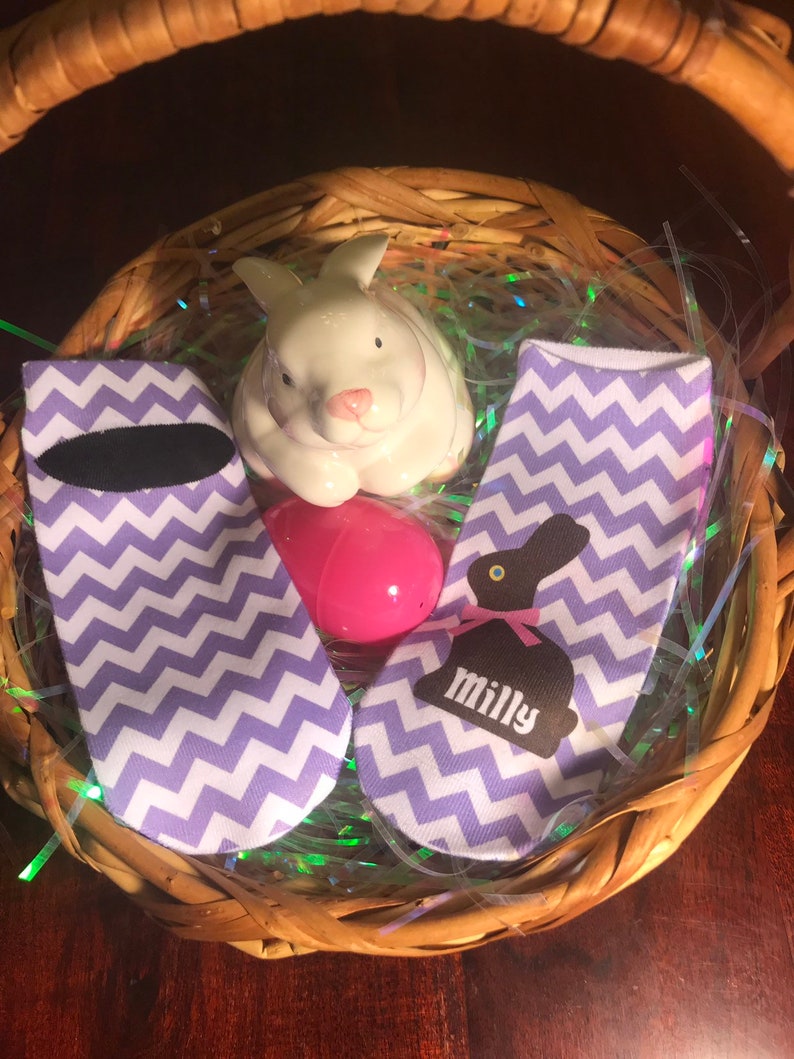 Personalized Chocolate Bunny No Show Socks