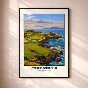 Póster enmarcado listo para colgar del Cypress Point Club, California.