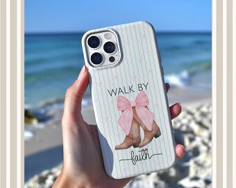 Walk By Faith Christian Phone Case, Coquette Phone Case Christian Phone Cases, Phone Case Trending, Jesus Phone Case, Christian Gift