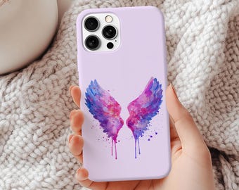 Angel Phone Case, Watercolor Angel Wing Artful Trendy Phonecase, Aesthetic Phone Case, Magsafe Wireless Compatible Phone Case, Celestial