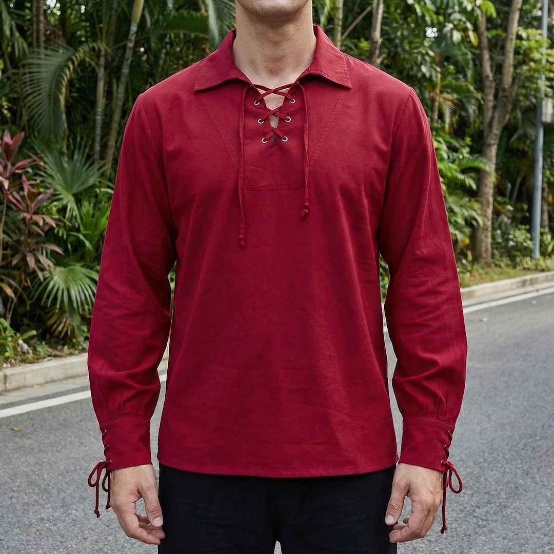 Mens Medieval Tunic Shirt, Renaissance Pirate Cosplay Top, LARP Costume ...
