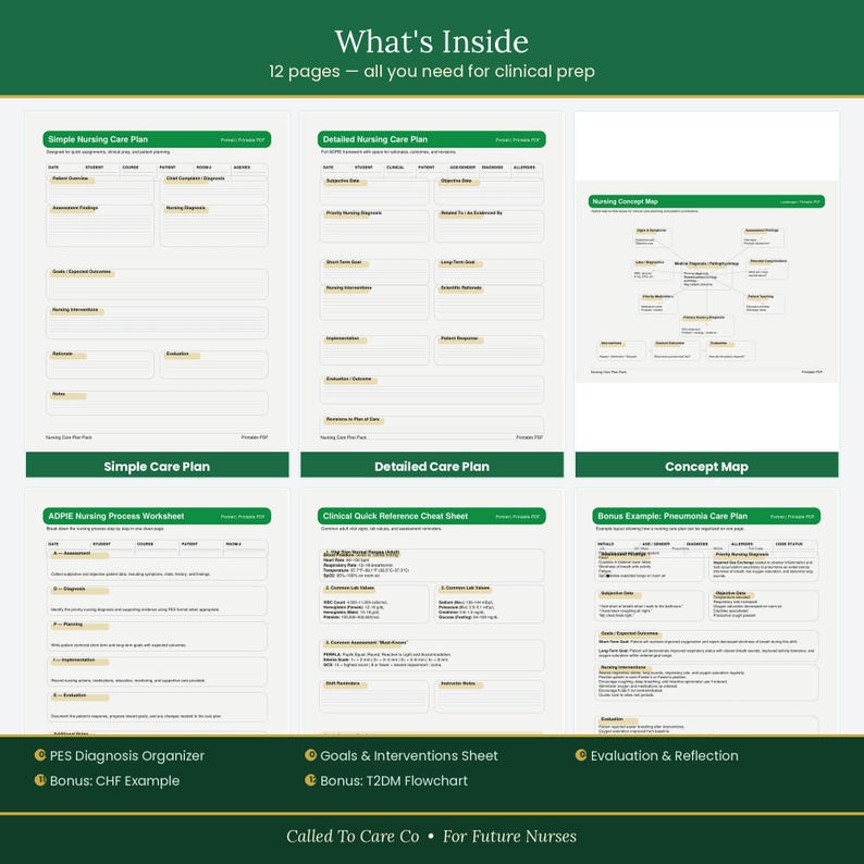 Nursing Care Plan Concept Map Pack | ADPIE Template, Study Sheets (PDF ...
