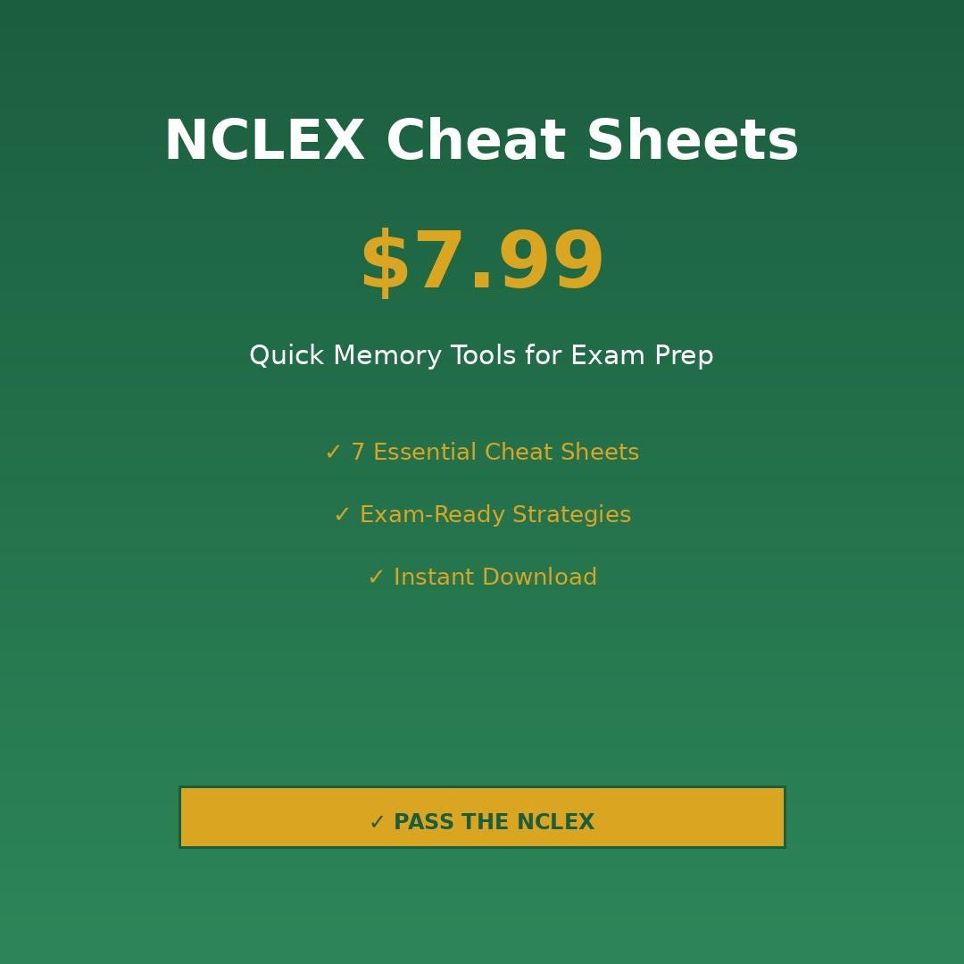 NCLEX Study Cheat Sheets | Nursing Student Quick Reference Guide ...