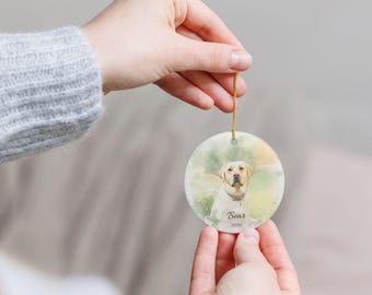 Custom Pet Photo Ceramic Ornament | Personalized Dog or Cat Christmas Ornament