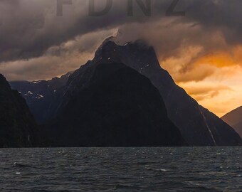 Milford Sound Print – Moody Fiordland Mountains, NZ Landscape (Digital Download)