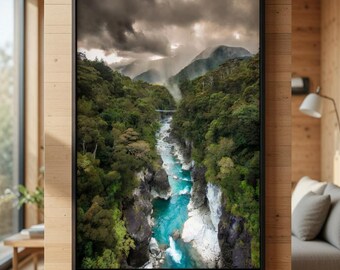 Hokitika Gorge Turquoise River Print | Aerial West Coast NZ Landscape (Digital Download)