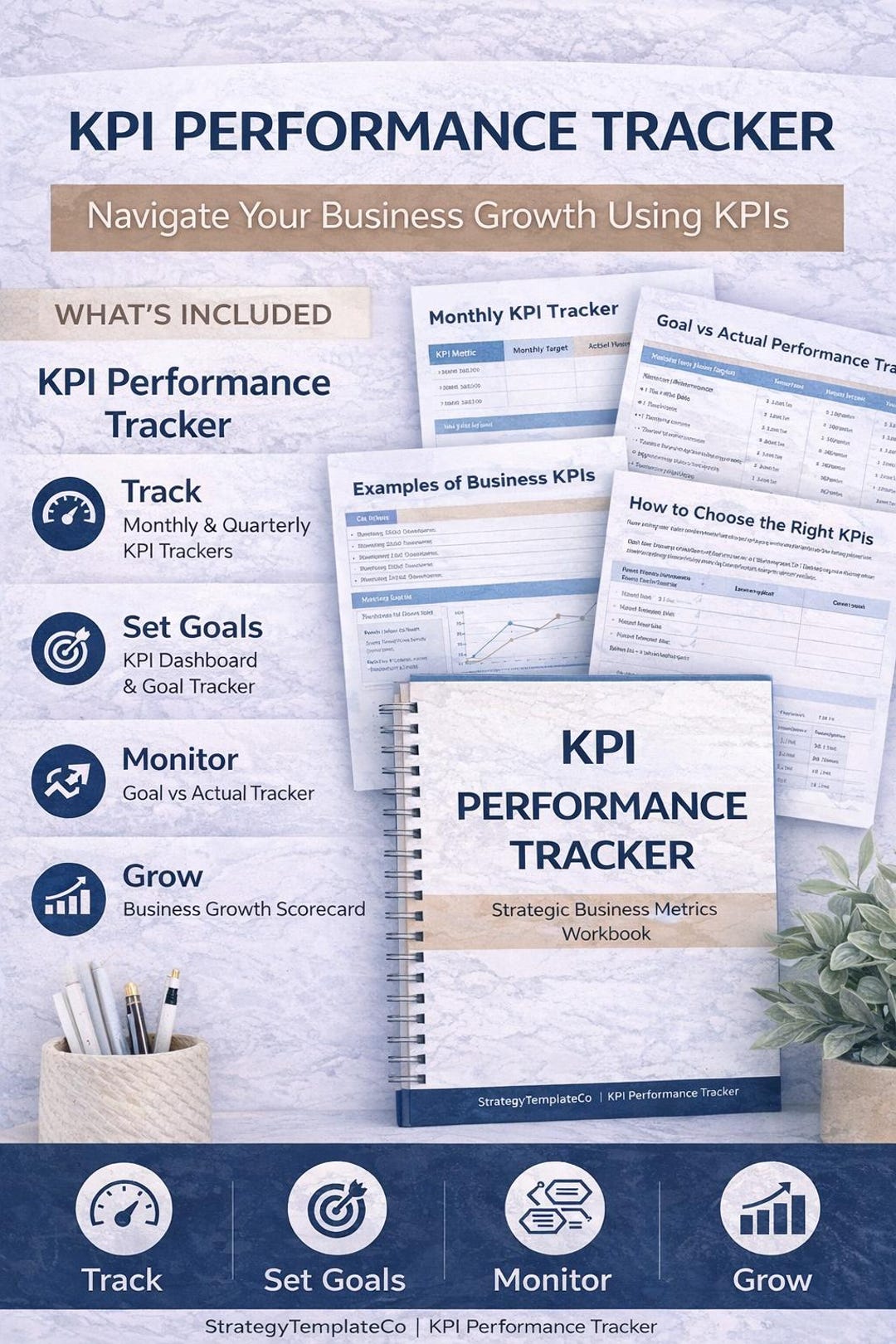 Key Performance Indicators (KPI) Tracking Template (editable PDF) - Etsy