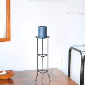 Atomic Iron Candle Holder - Tripod Base with Triangle Detail - Vintage Decor