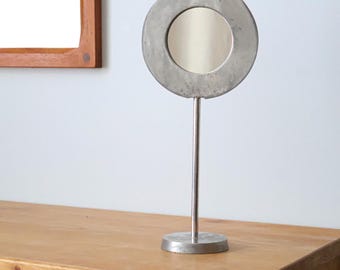 Espejo de mesa vintage - Espejo de tocador de metal - Estilo industrial plateado
