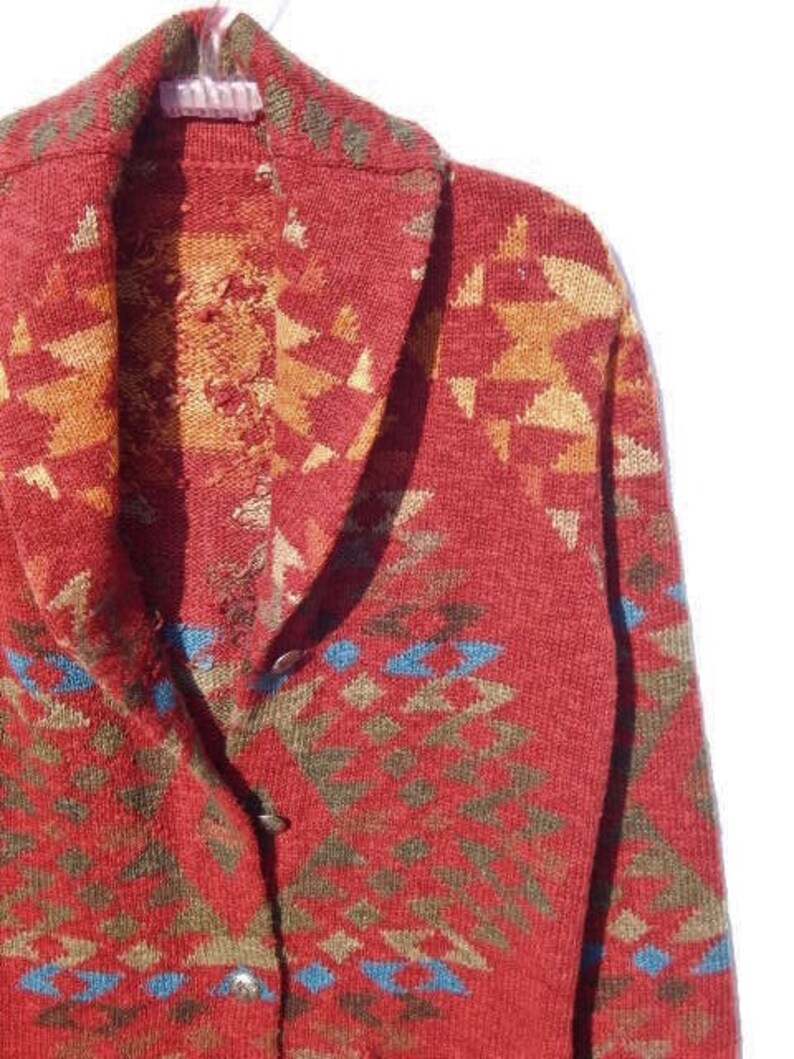 NAVAJO INDIAN SOUTHWESTERN Knit Cardigan Sweater Sz S | Etsy
