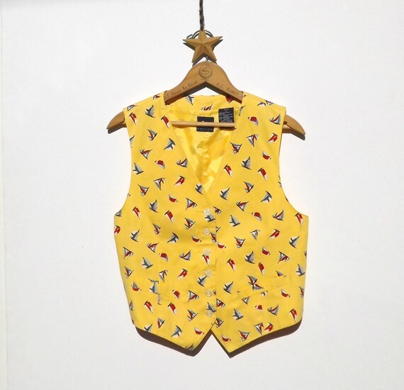 SAIL BOATS On A Sunny Yellow Vest......How Fun Is… - image 1