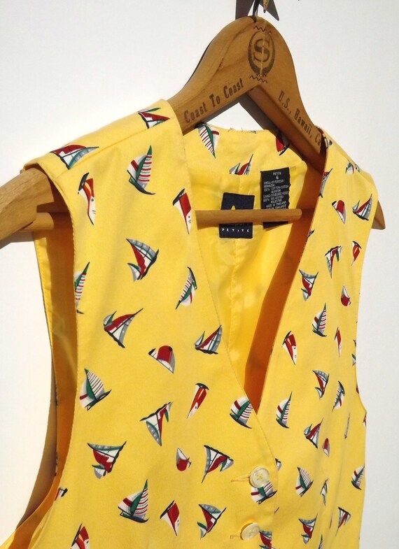 SAIL BOATS On A Sunny Yellow Vest......How Fun Is… - image 3