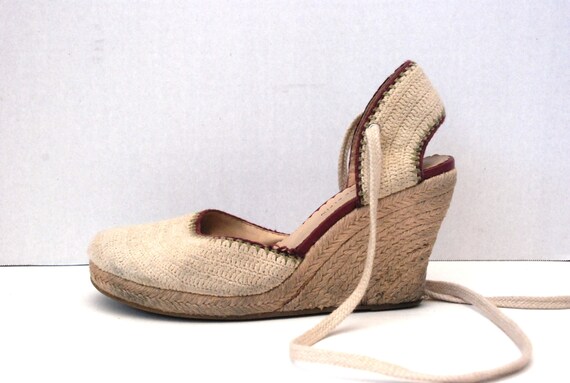 cream ankle tie espadrilles