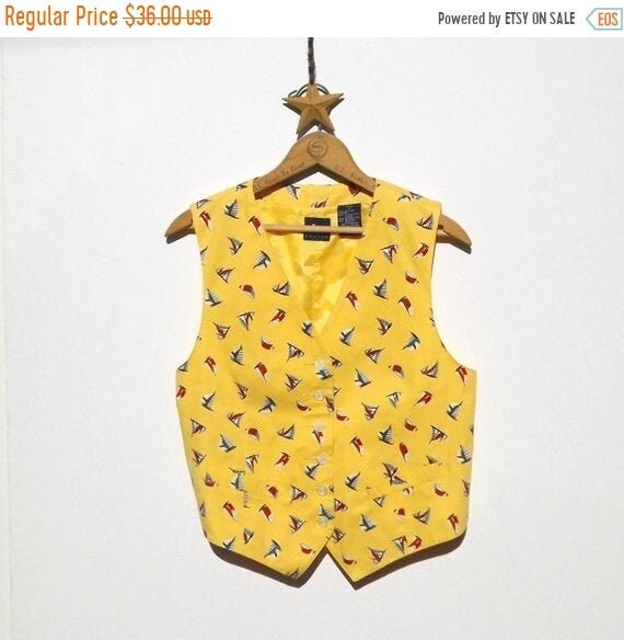 SAIL BOATS On A Sunny Yellow Vest......How Fun Is… - image 2