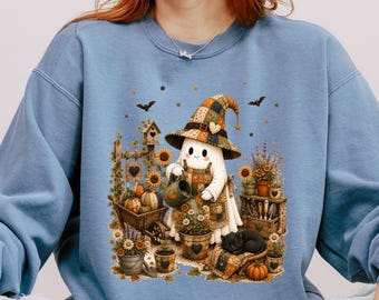 Comfort Colors Ghost Gardener Shirt, Halloween Gardening Shirt, Plant Lover Gift, Cottagecore Ghost Tee, Spooky Garden Shirt