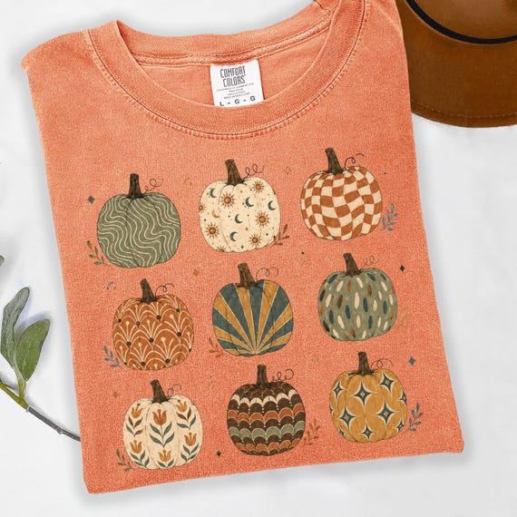 Comfort Colors® harvest season tee, boho pumpkin tee, autumn graphic tee, fall cozy outfit, cozy fall tee, fall pumpkin shirt