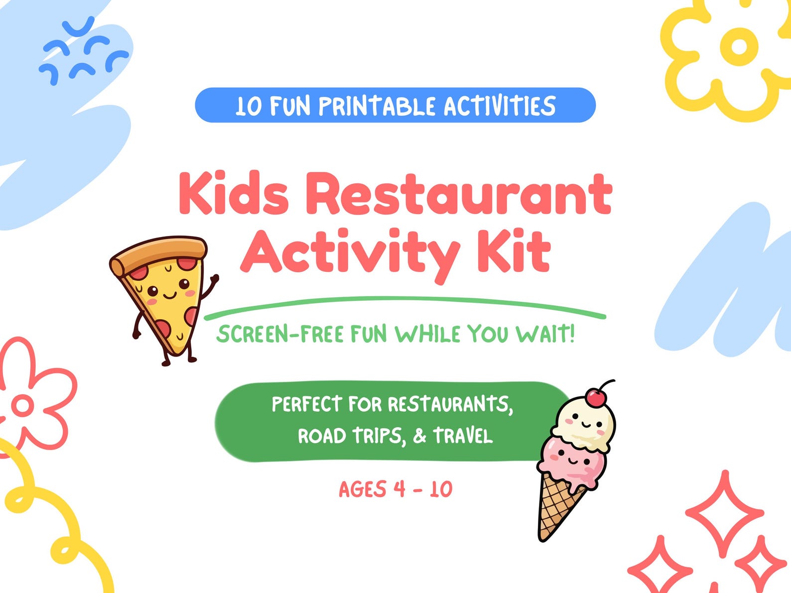Kids Restaurant Activity Kit Printable | Travel Activity Pack for Kids ...