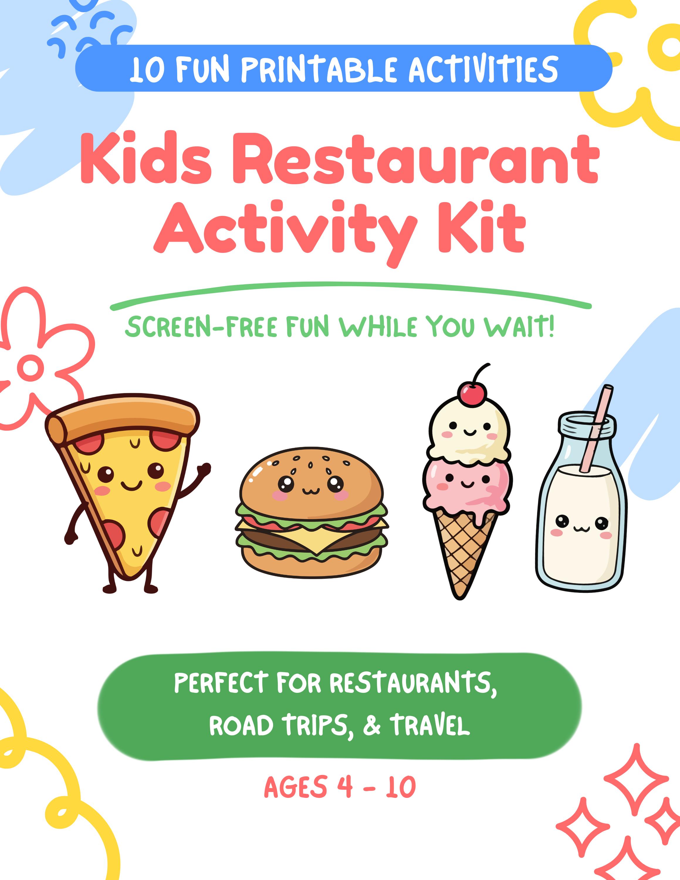 Kids Restaurant Activity Kit Printable | Travel Activity Pack for Kids ...