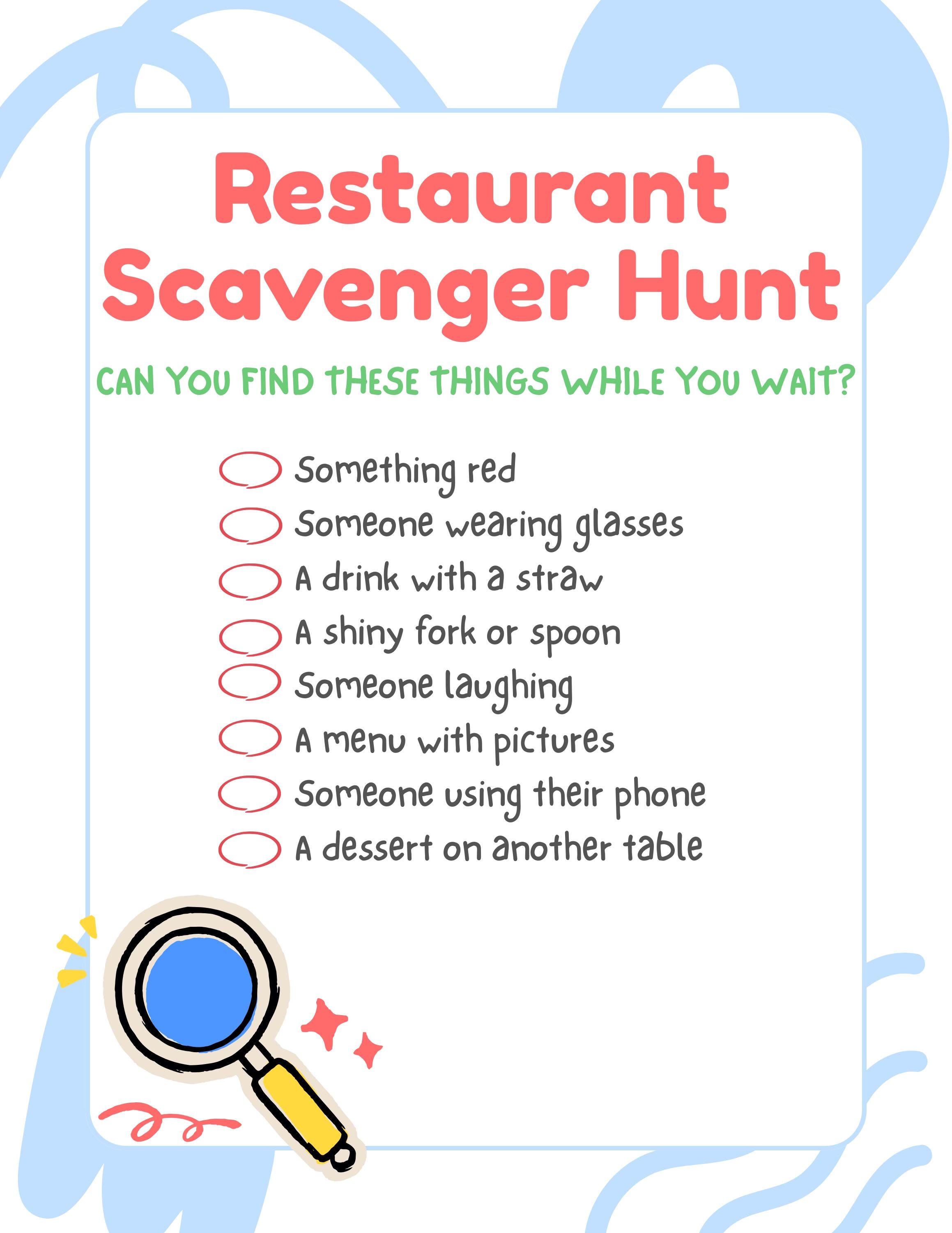 Kids Restaurant Activity Kit Printable | Travel Activity Pack for Kids ...