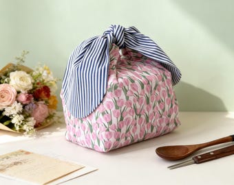 Tulip Paded Cotton Lunch Bag, Reusable Picnic, Insulated Bento Bag