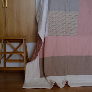 Patchwork Coverlet, Cotton Blanket, Cottage Sofa Decor, Lightweight Bedding, Handmade Quilt