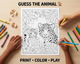 Jungle Animals Coloring Pages | Peek-a-Boo Activity Book (Printable PDF)