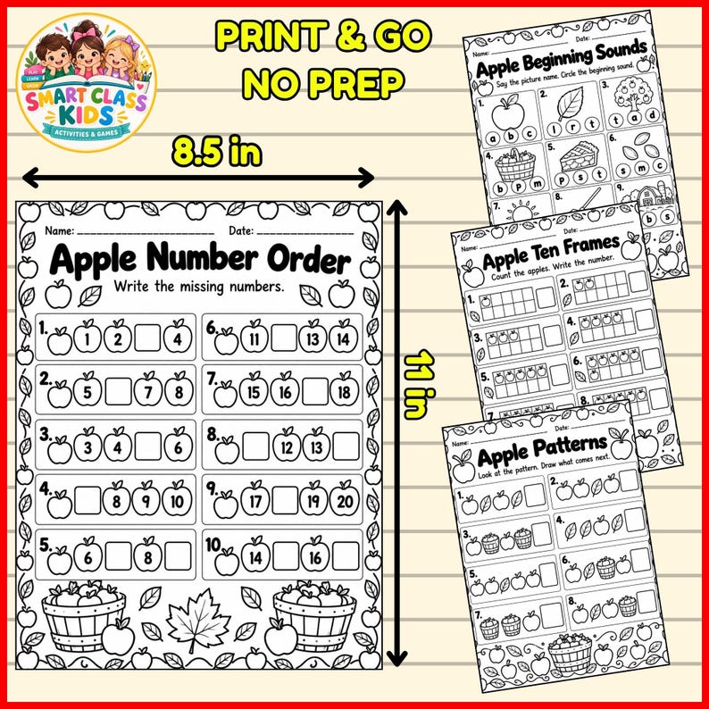 Apple Week Math & Literacy Centers | Kindergarten Fall Activities ...