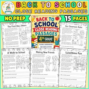 Leesteksten voor de eerste schoolweek (groep 4), werkbladen voor begrijpend lezen, printbaar PDF-bestand voor de eerste schoolweek.