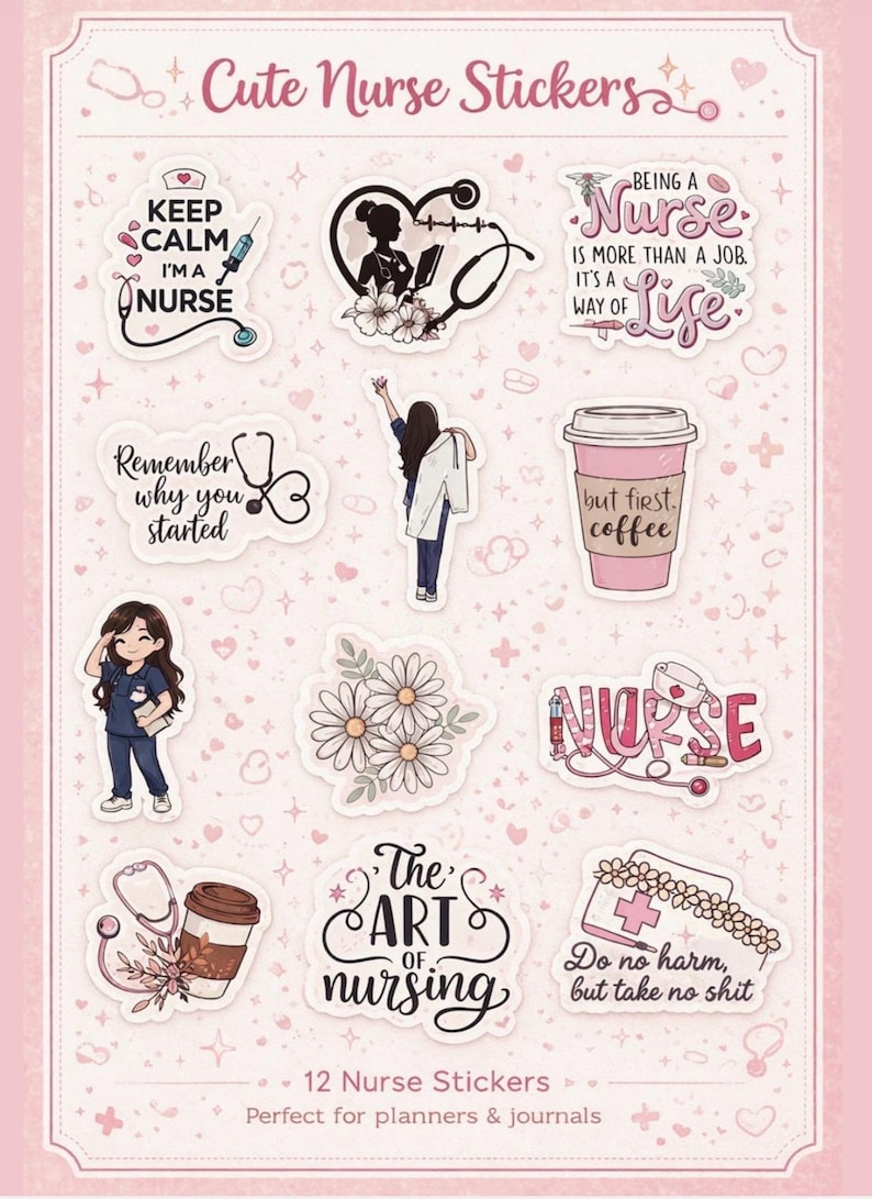 Cute Nurse Stickers | Nurse Planner Stickers | Nursing Student Gift ...