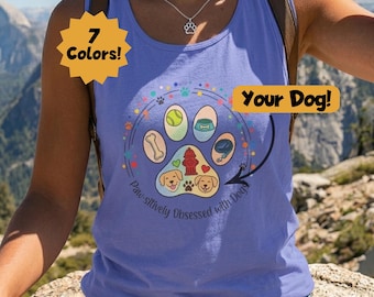 Personalized Dog Lover Tank Top, Pawsitively Obsessed With Dogs Top, Custom Comfort Colors Summer Shirt, Beach Vibes Tank