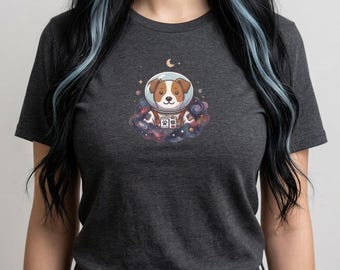 Terrier Astronaut T-Shirt, Cute Space Dog Tee, Funny Terrier Lover Gift, Galaxy Pet Graphic Top, Softstyle Unisex Shirt
