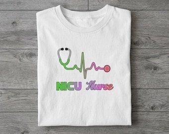 NICU Nurse Stethoskop Herzschlag T-Shirt | Neugeborenen-Intensivstation Shirt | Comfort Colors® 1717