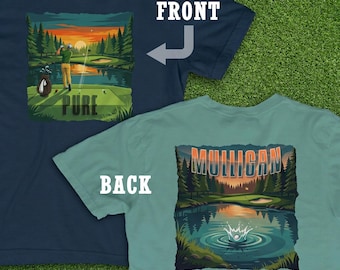 Lustiges Golf Mulssigan Shirt Vorder- und Rückseite Design, Sonnenuntergang Golf T-Shirt, Mulligan Wasser Spritzen T-Shirt, Golfer Geschenk