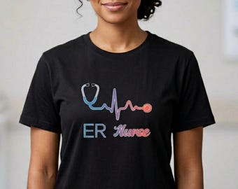 ER Nurse Stethoskop Herzschlag T-Shirt | Notaufnahme Shirt | Comfort Colors® 1717